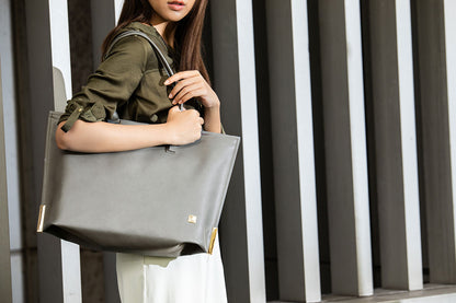 Moshi Aria Slim Lightweight Tote Slim Silhouette Fits 16" Laptops with an RFID Shield Pocket - Gray