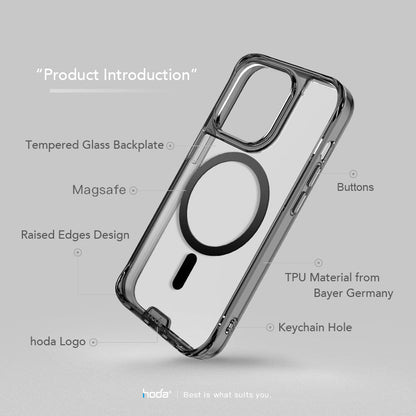 Hoda Crystal Pro Magnet Glass MagSafe Case Military Standard for iPhone 14 Pro, 14 Pro Max / iPhone 14, 14 Plus