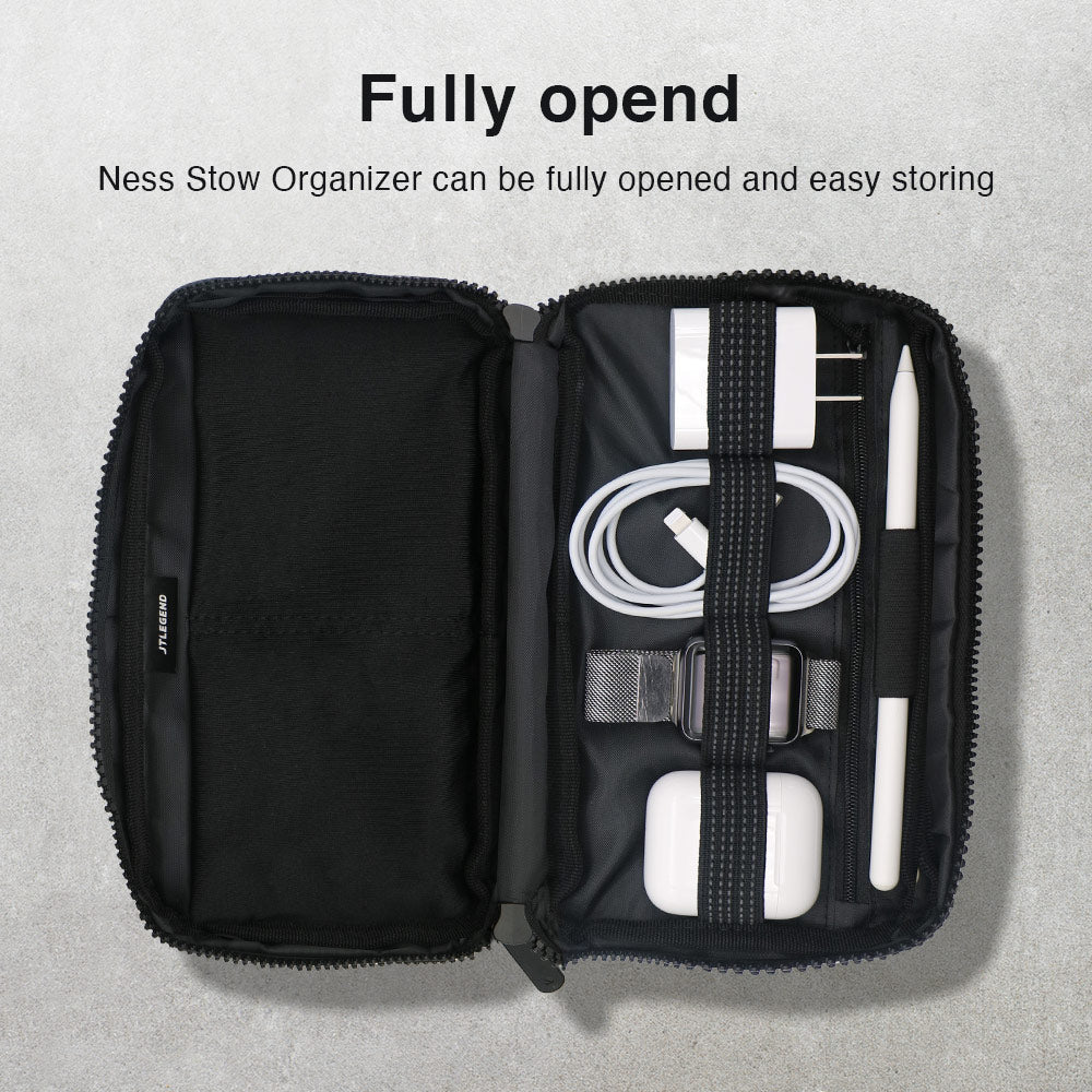 JTLEGEND NESS Stow Organizer Bag, Ultra Black, Lightweight 120G Water-Repellent Functional Organizer Bag
