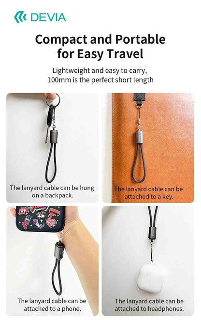 DEVIA Cable Ultra10 Type-C to Type-C Keychain Lanyard Fast Cable (0.2M) - Black