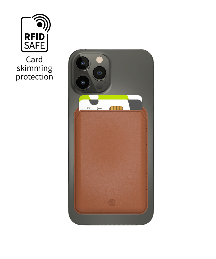 SwitchEasy MagWallet Leather Wallet with MagSafe, Saddle Brown