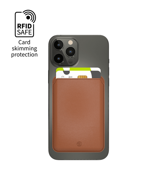 SwitchEasy MagWallet Leather Wallet with MagSafe, Saddle Brown