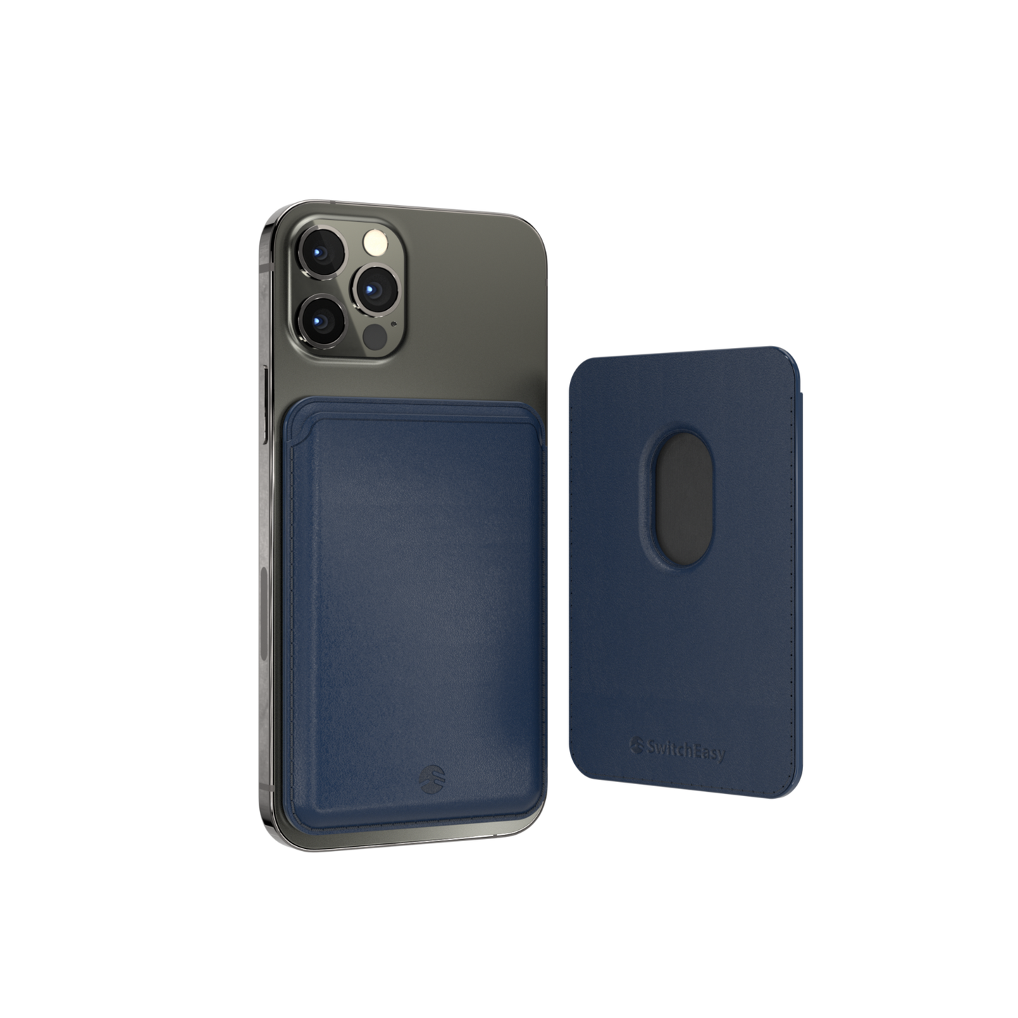 SwitchEasy MagWallet Leather Wallet with MagSafe, Navy Blue
