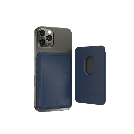 SwitchEasy MagWallet Leather Wallet with MagSafe, Navy Blue