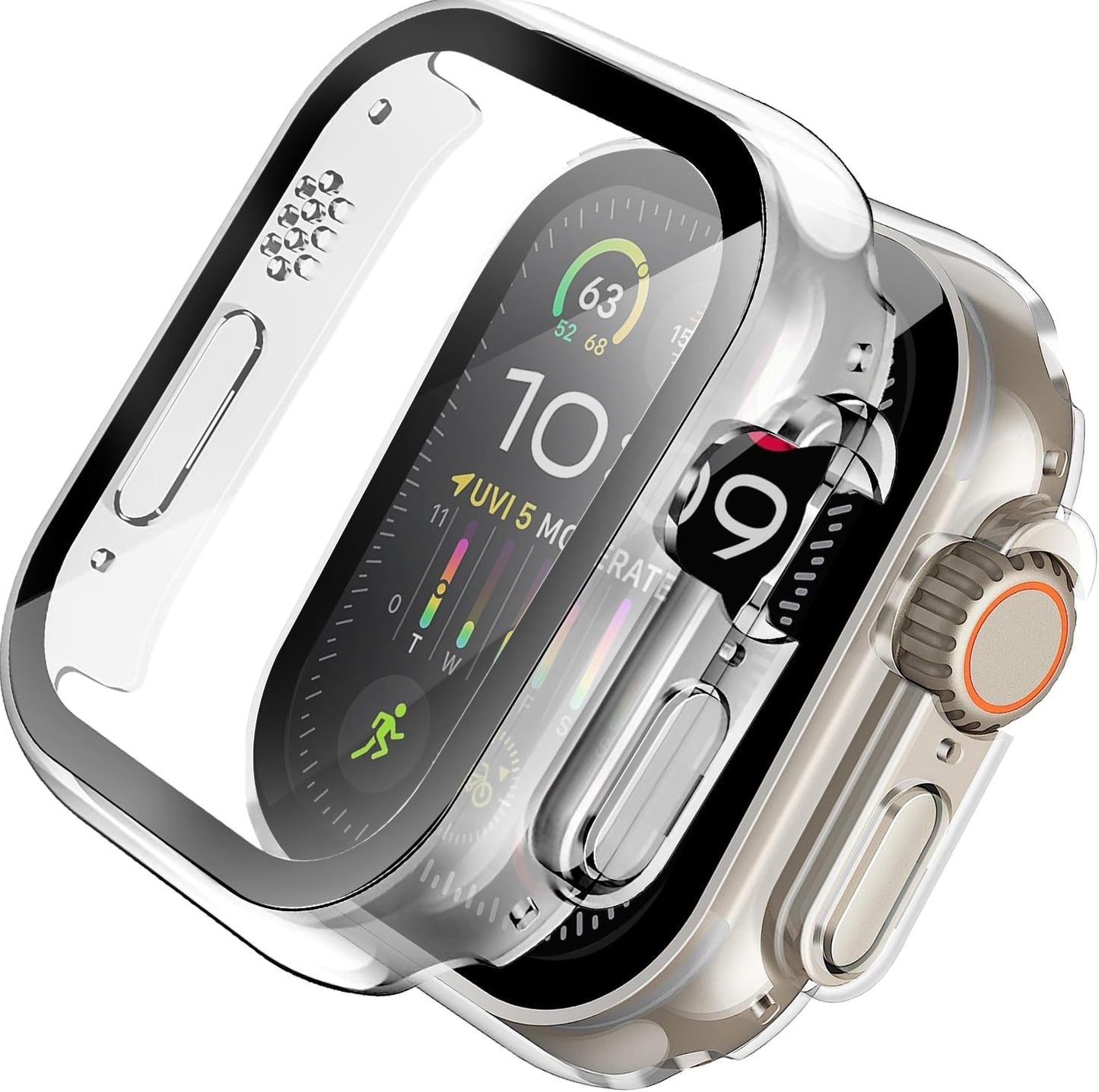 MACHINO Protective Case With Waterproof Tempered Glass Screen Protector for Apple Watch Ultra 49mm / Apple Watch 45mm / 44mm / 41mm