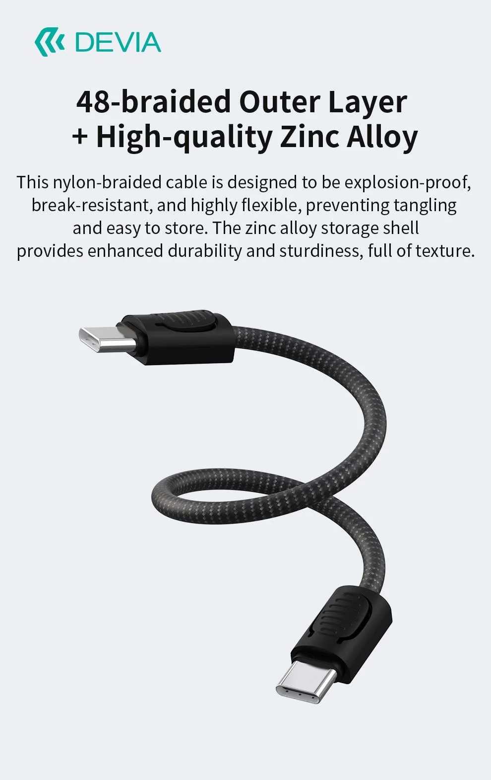 DEVIA Cable Ultra10 Type-C to Type-C Keychain Lanyard Fast Cable (0.2M) - Black