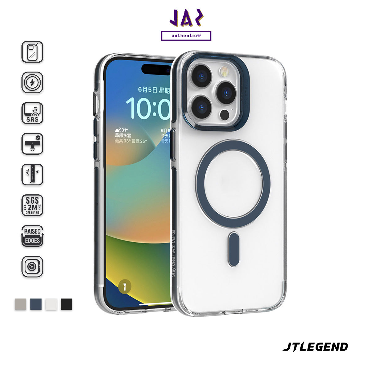 Power Support JTLEGEND Clarus Shockproof Clear Case with MagSafe for iPhone 15 Series (2023)