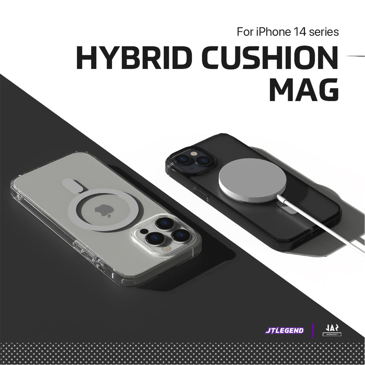 JTLEGEND Hybrid Cushion MAG MagSafe Case for iPhone 14 Pro Max 6.7" (2022), Crystal Black