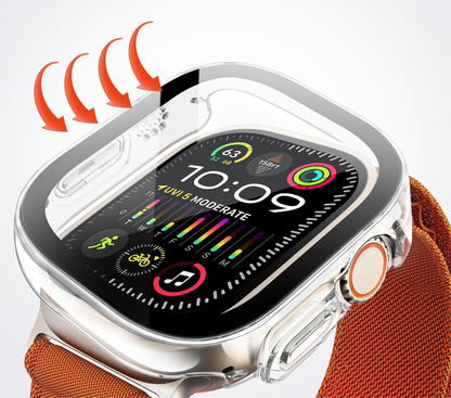 MACHINO Protective Case With Waterproof Tempered Glass Screen Protector for Apple Watch Ultra 49mm / Apple Watch 45mm / 44mm / 41mm