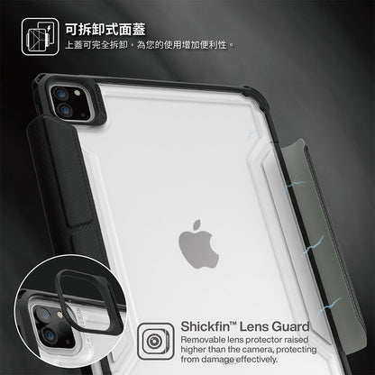 Power Support JTLEGEND Mighty Transformer QCAC Detachable Folio Shockproof Case for iPad Air 10.9" (2022/2020) & iPad Pro 11" (2018-2022), with Apple Pencil Holder+Clip, Stone Black