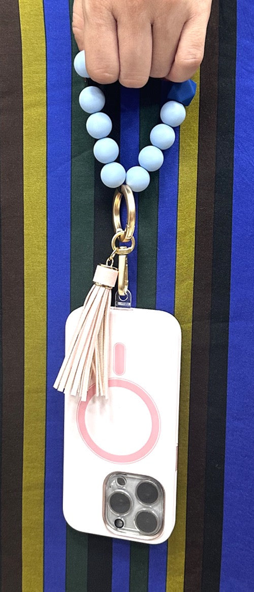 MACHINO Universal Hand Wrist Strap Metal+Silicone Beads+Vagan Leather 8.5CM (MC-SH04)