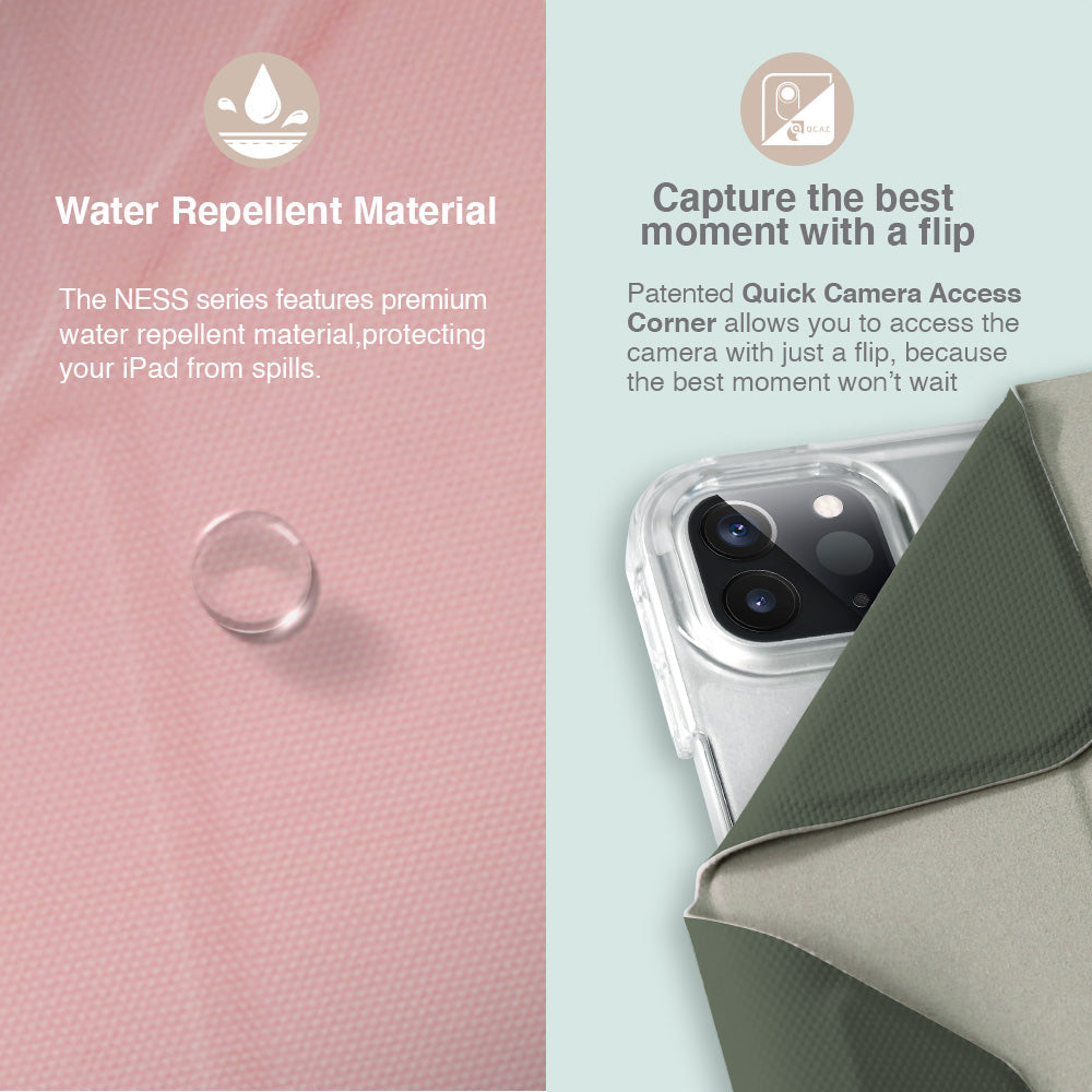 JTLEGEND Ness QCAC Folio Case with Pencil Clip & Water Repellent Material for iPad Pro 11" (2018-2022)