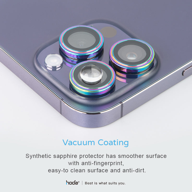 Hoda Sapphire Lens Protector for iPhone 16 Pro/16 Pro Max / iPhone 15 Pro/15 Pro Max / iPhone 15/15 Plus - Flamed Titanium