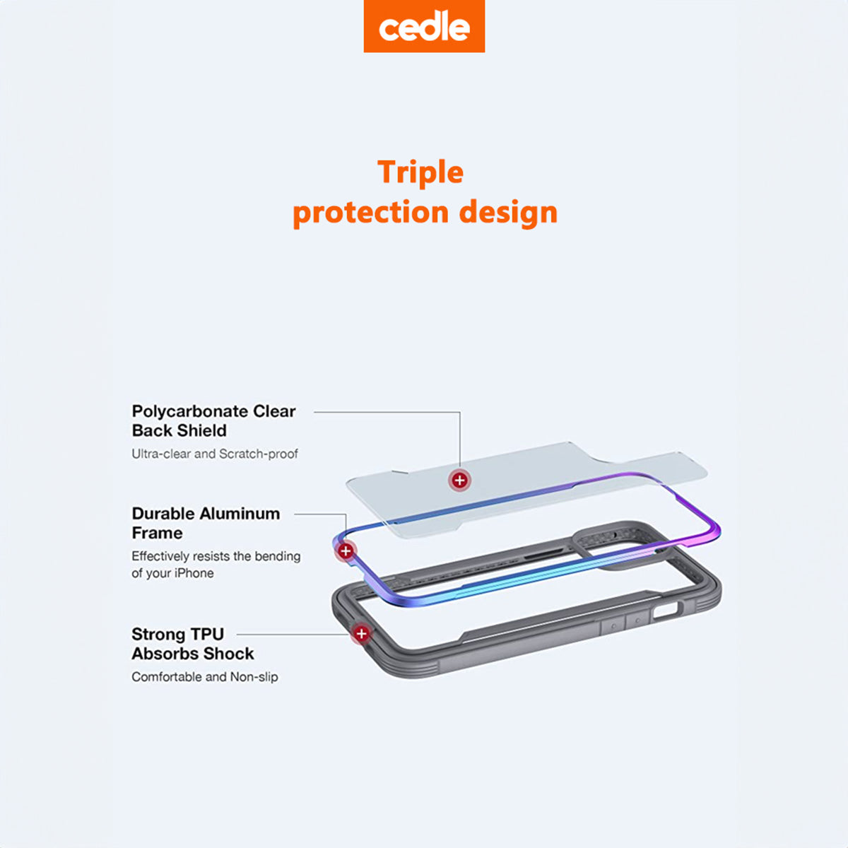 Cedle Xtrans X1 Metal Shield Case for iPhone 14 Series (2022)