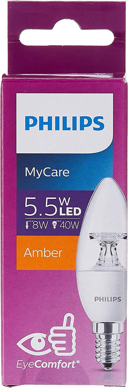 Philips 5.5W E14 220-240V 470 Lumen LED Candle Eye Comfort 15 Years Long Lasting Saving, Warm White