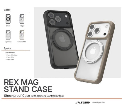 JTLEGEND Rex Mag Stand Case with MagSafe for Apple iPhone 17 Series (2025) (with Camera Control Button)