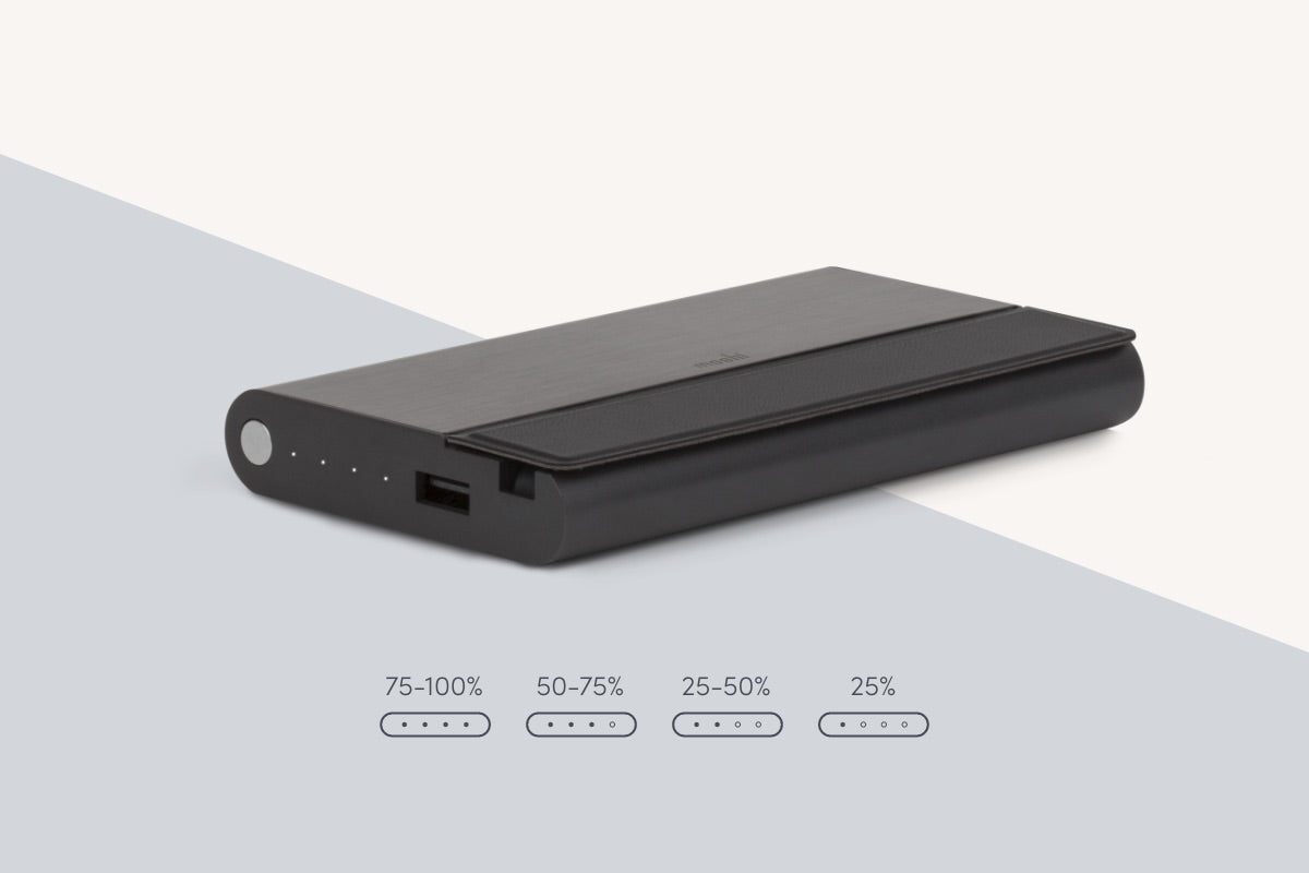 Moshi IonBank 10K Portable Battery with Built-in Lightning Cable, Gray