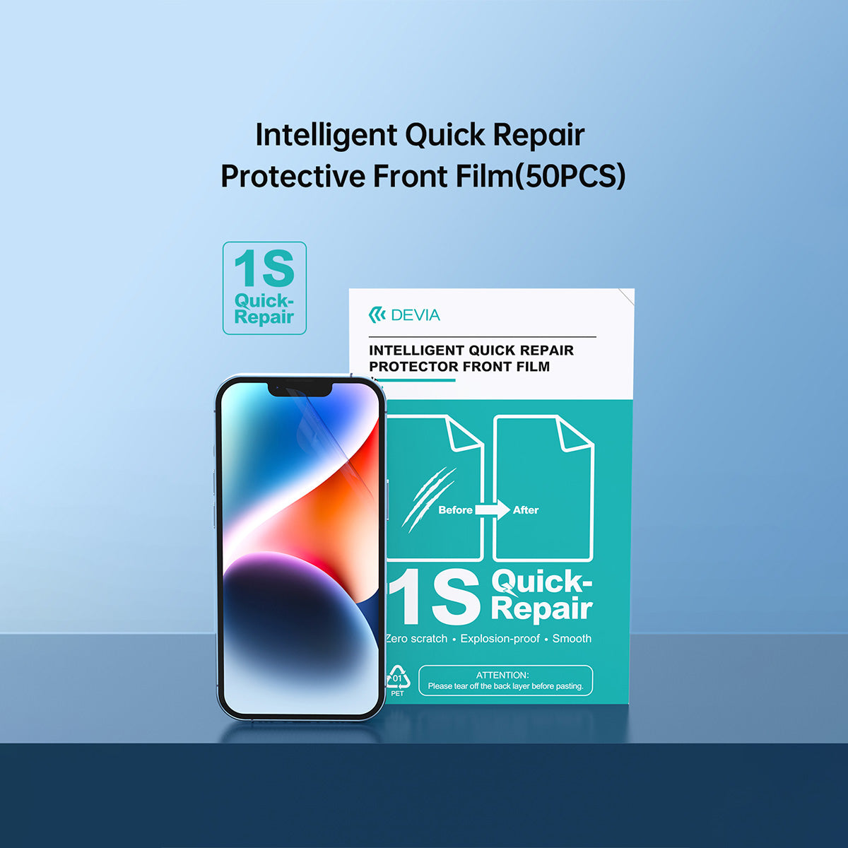 Devia Intelligent TPU Soft Protective Front Film For Smartphone, Screen Protector Or Body Wrap, Clear