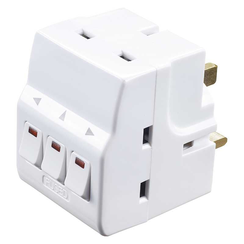 Masterplug MSWG3 3 Socket Switched Multisocket Adaptor With Power Neon Indicators, Fused