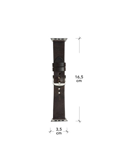 dbramante1928 Bornholm Handcrafted Full-grain Leather Watch Strap for Apple Watch 46mm (2024)/49mm/45mm/44mm/42mm - Dark Brown/Silver