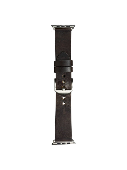 dbramante1928 Bornholm Handcrafted Full-grain Leather Watch Strap for Apple Watch 46mm (2024)/49mm/45mm/44mm/42mm - Dark Brown/Silver