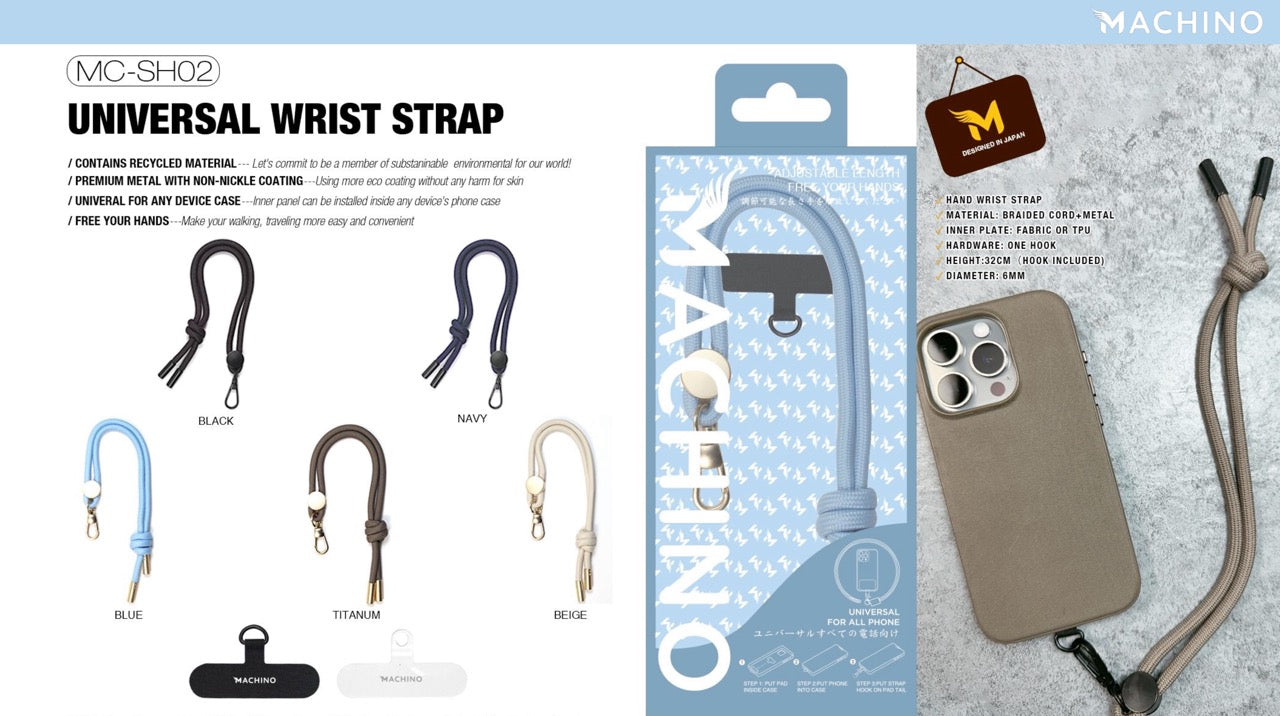 MACHINO Universal Hand Wrist Strap Braided Cord+Metal 32CMX6MM (MC-SH02)