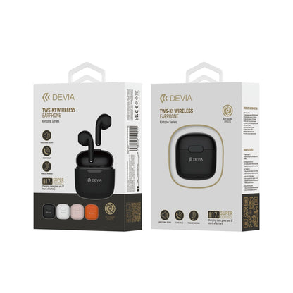 DEVIA Kintone Series TWS-K1 Wireless Earphone (USB-C Charging Interface) - Black