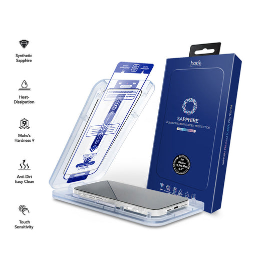 Hoda Sapphire Screen Protector for iPhone 15 Pro Max (2023) (Dust-Free Helper Included)
