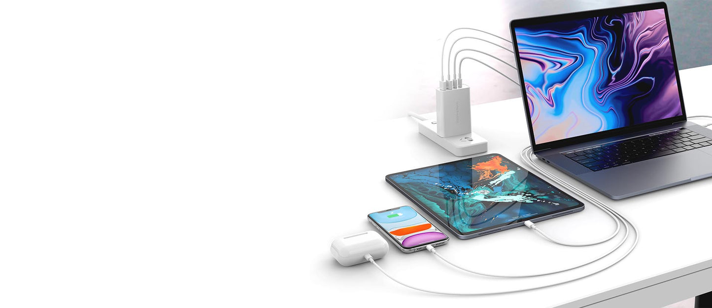 Hyper Juice 100W GaN USB-C Wall Charger, 4-Port (2 X USB-C + 2 X USB-A) Quick Charge 3.0 PD USB C