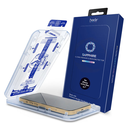 Hoda Sapphire Screen Protector for iPhone 14 Pro, 14 Pro Max / iPhone 14, 14 Plus (Dust-Free Helper Included)