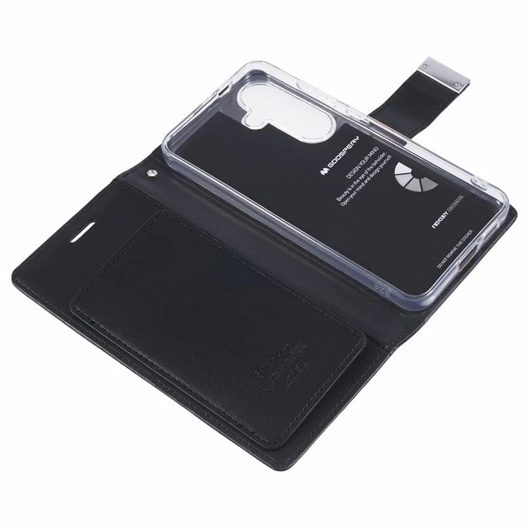 Mercury Goospery Rich Diary Practical Wallet Case for Samsung Galaxy S25 Edge (2025) - Black