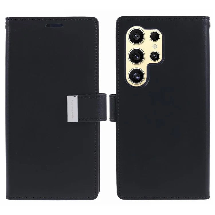 Mercury Goospery Rich Diary Practical Wallet Case for Samsung Galaxy S25 Edge (2025) - Black