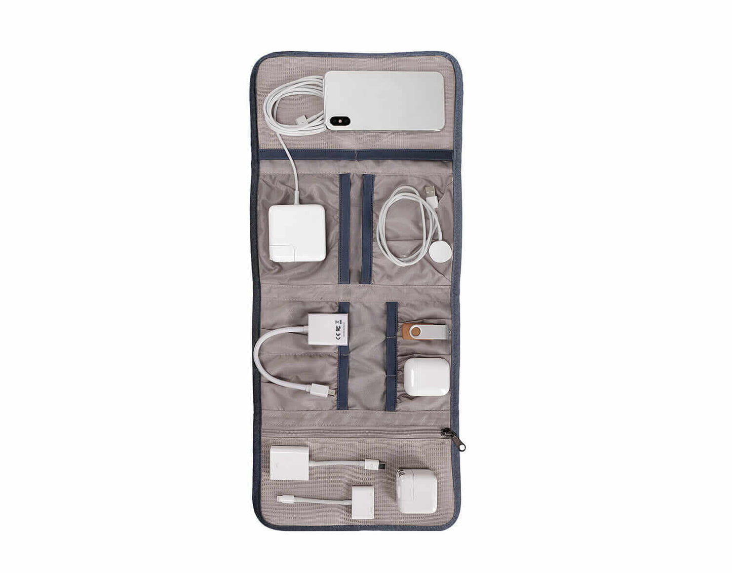 STM Accessory Dapper Wrapper ingeniously corrals your cables, adapters, and others, Slate Blue