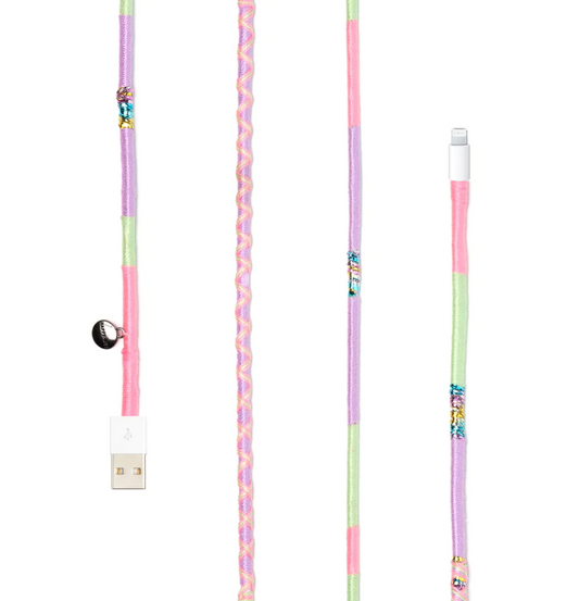 Komass USB-A to Lightning Cable - Pink, Green, Purple