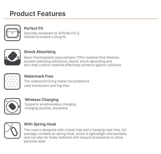 JTLEGEND Airy Shock-Proof Case for AirPods Pro 3 (2025) - Crystal