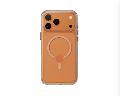 MAGEASY Bright M Protective Case with MagSafe for iPhone 17 Series (2025) - Clear/Coral Ring