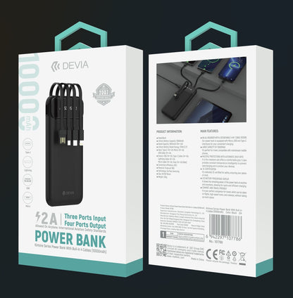 DEVIA Kintone Series Power Bank With Built-in 4 Cables (10000mAh)