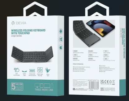 DEVIA Lingo Series Wireless Folding Keyboard with Touchpad - Gray