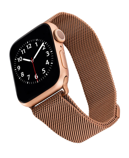 ibacks Stainless Steel Watchband for Apple Watch 49mm/45mm/44mm/42mm, Rose Gold