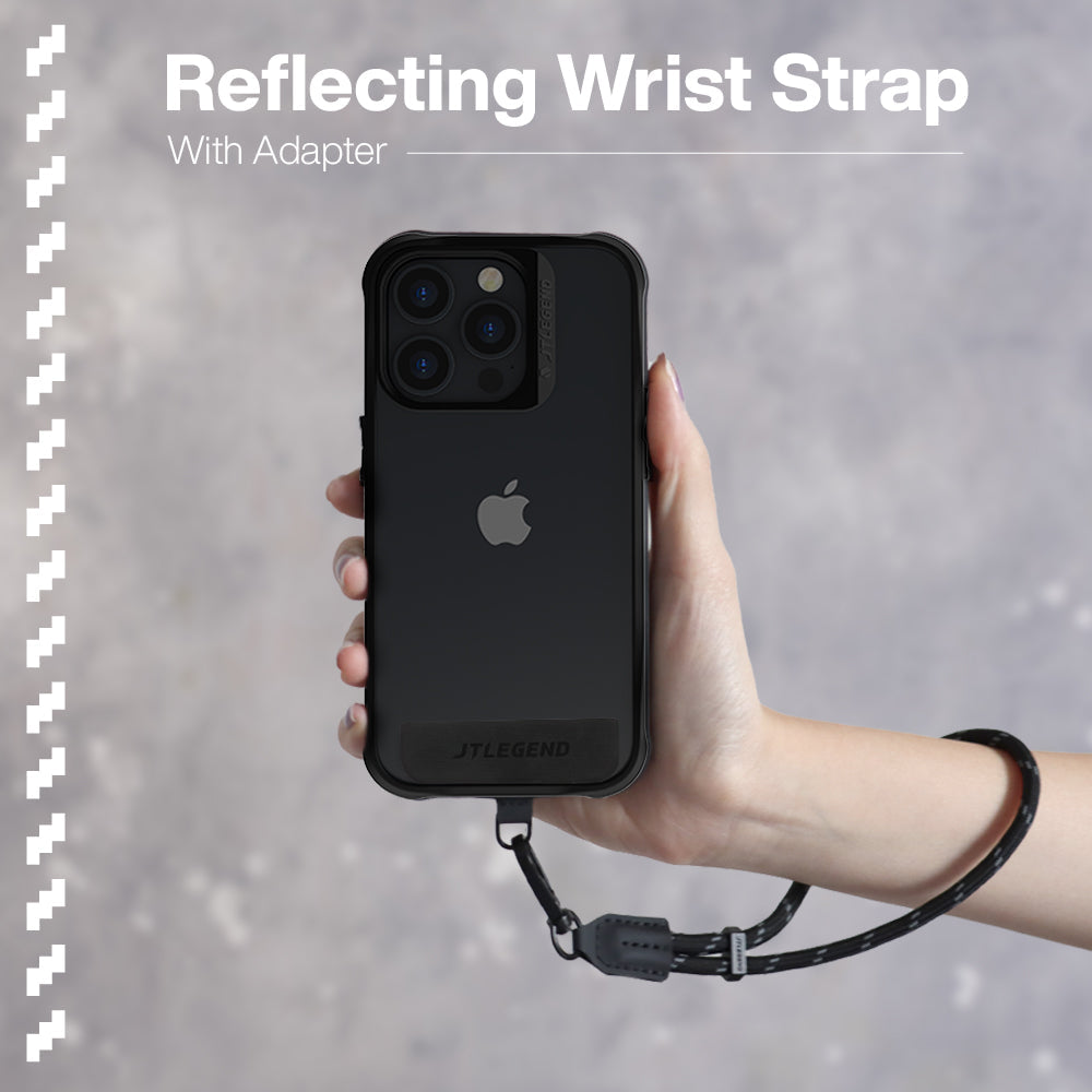 Power Support JTLEGEND Reflecting Multi-Functional Universal Wrist Strap 44cm, Cool Black, Lightweight Durable Anti-Lost Strap (Phone & Phone Case Not Included)