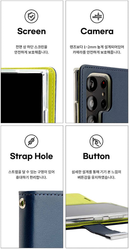 Mercury Goospery Rich Diary Practical Wallet Case for Samsung Galaxy S25 Series (2025) - Black