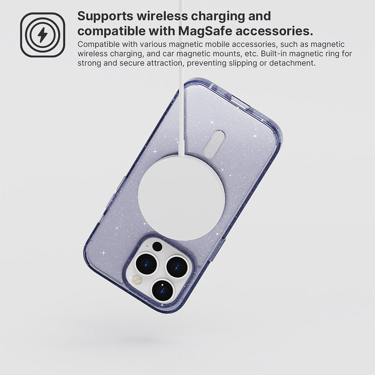 JTLEGEND Glitter Mag Hybrid Cushion Case with MagSafe for iPhone 15 Series (2023)