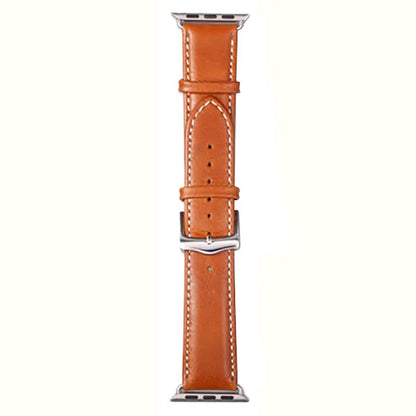 dbramante1928 Copenhagen Handcrafted Full-grain Leather Watch Strap for Apple Watch 42mm (2024)/41mm/40mm/38mm - Tan/Silver