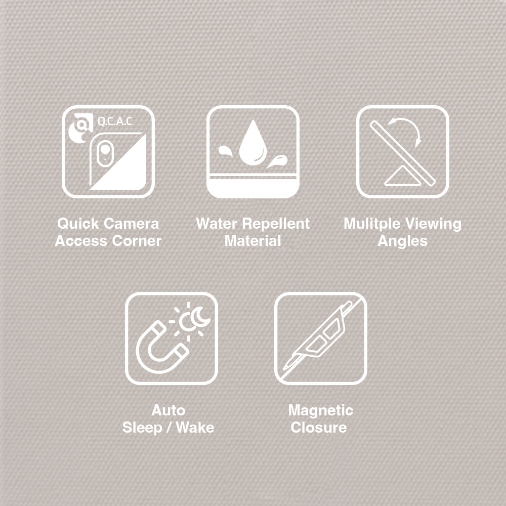 JTLEGEND Ness QCAC Folio Case with Pencil Clip for iPad Air 11" (2024/2025)/iPad Air 10.9" (2022/2020) - Ice Blue