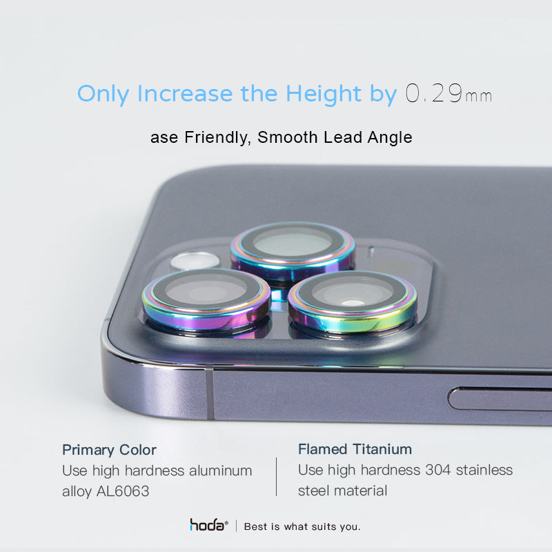 Hoda Sapphire Lens Protector for iPhone 16 Pro/16 Pro Max / iPhone 15 Pro/15 Pro Max / iPhone 15/15 Plus - Flamed Titanium