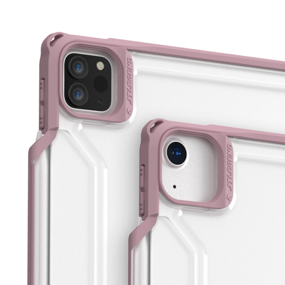 JTLEGEND Mighty Shockproof Case with Apple Pencil Holder for iPad Air 10.9" (2022/2020) & iPad Pro 11" (2018-2022), Misty Rose