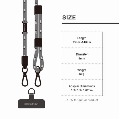 Power Support JTLEGEND 8mm Phone Rope Outdoor Series Length 75cm~140cm With Clear Tap, Mobile Phone Lanyard Crossbody Anti-Lost Rope