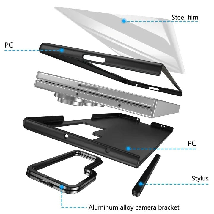 Mercury Goospery 360 Case with Free Stylus and Lens Stand for Samsung Galaxy Z Fold7 (2025) - Black