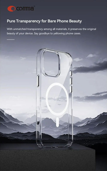 Comma Glass Series Magnetic Case with MagSafe for iPhone 17 Series (2025) - Clear (Jaz Authentic)