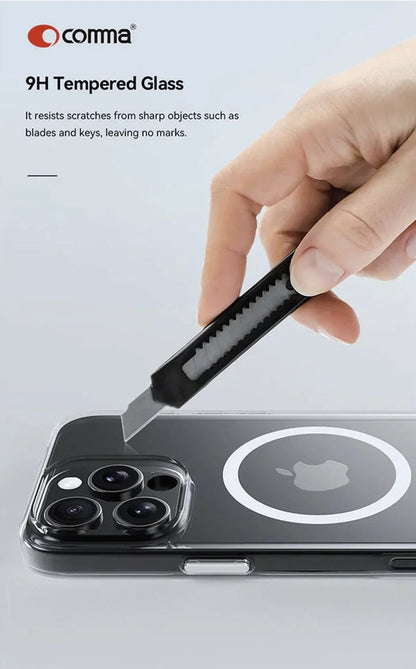 Comma Glass Series Magnetic Case with MagSafe for iPhone 17 Series (2025) - Clear (Jaz Authentic)